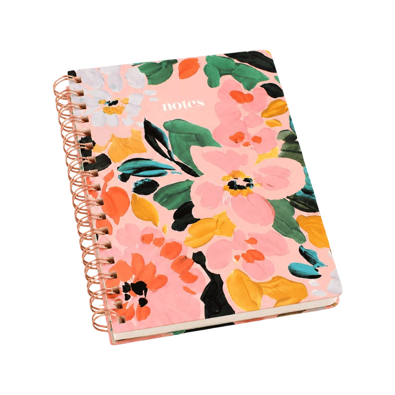 Cuaderno espiral de tapa dura encuadernado con alambre en oro verde oscuro