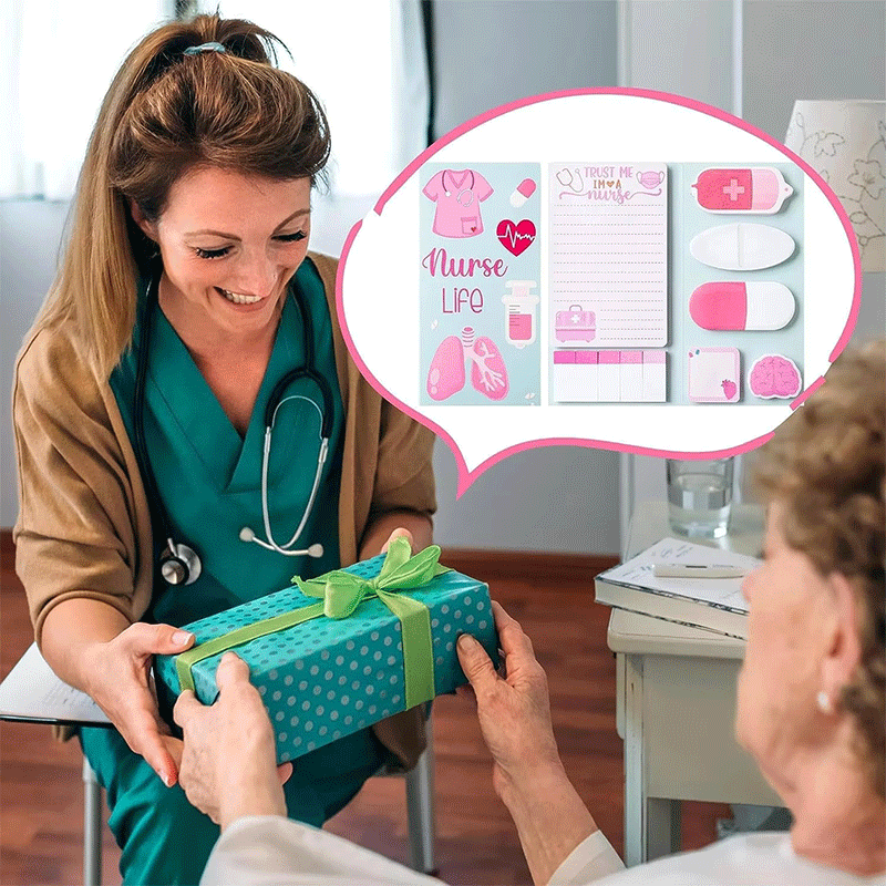 Conjunto de notas adhesivas con temática médica y de enfermería