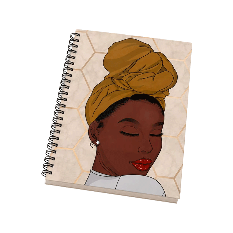 Retrato de portada negra de cuaderno en espiral