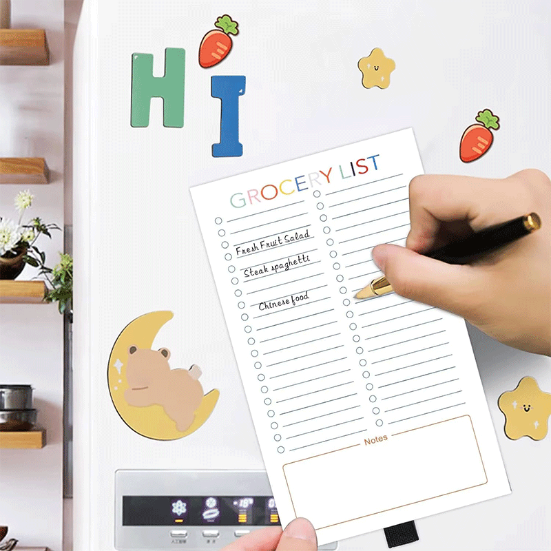 Bloc de notas magnético para lista de compras, bloc de notas para refrigerador