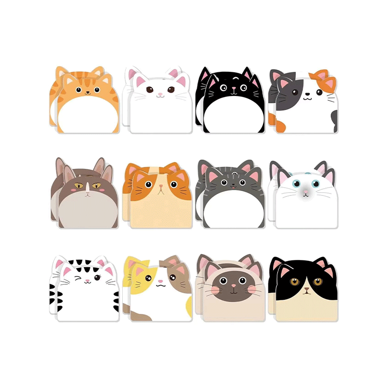 Almohadilla de notas adhesivas con forma de gato