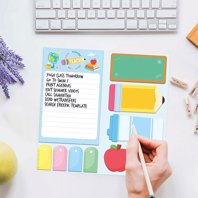 Cuaderno adhesivo combinado con patrón de consola de juegos retro