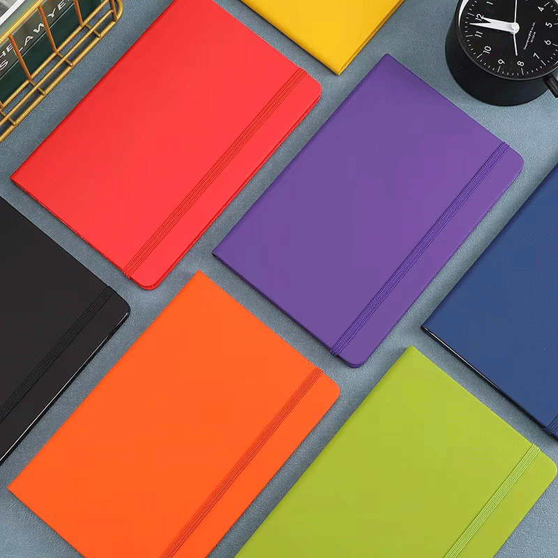 Banda elástica de tapa dura para portátil de PU de color sólido A5