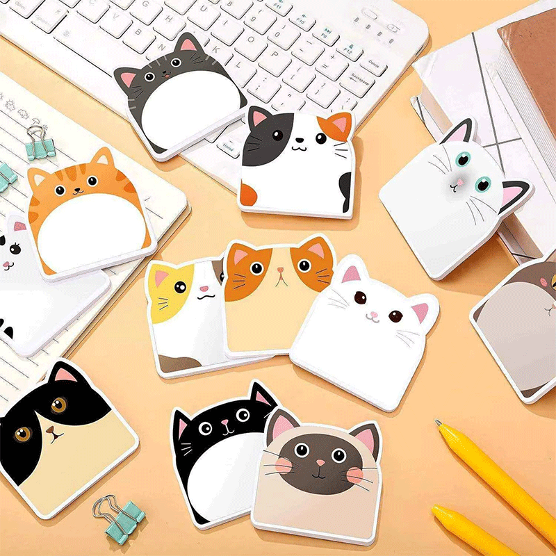 Almohadilla de notas adhesivas con forma de gato