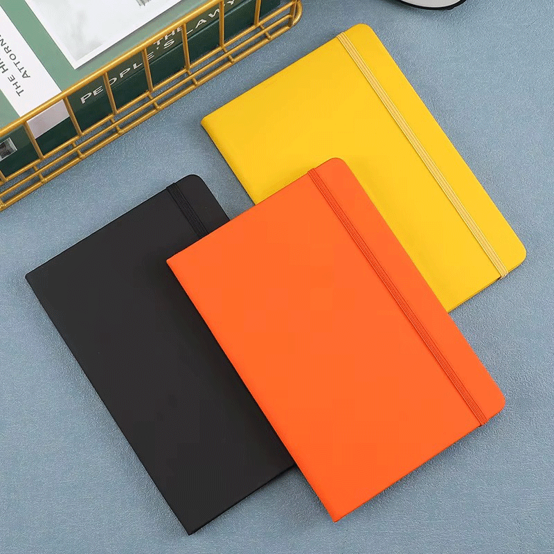 Banda elástica de tapa dura para portátil de PU de color sólido A5