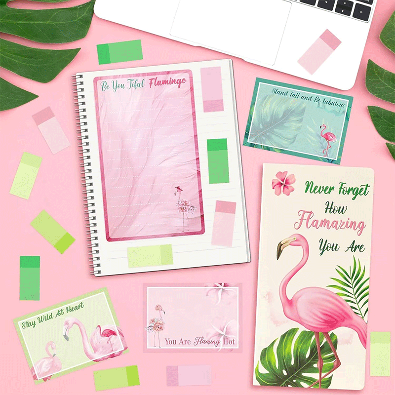 Bloc de notas adhesivas con tema de Flamingo
