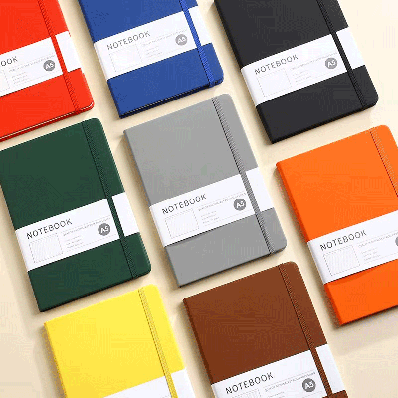 Cuaderno de tapa dura de cuero PU cosido y encuadernado de alta gama A5