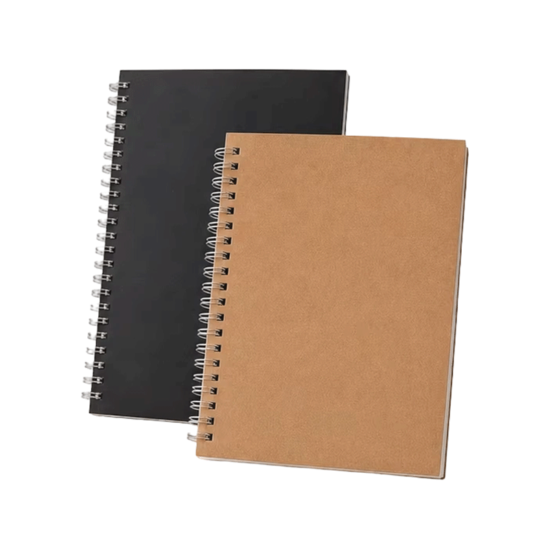 Páginas forradas de cuaderno en espiral negra de Kraft