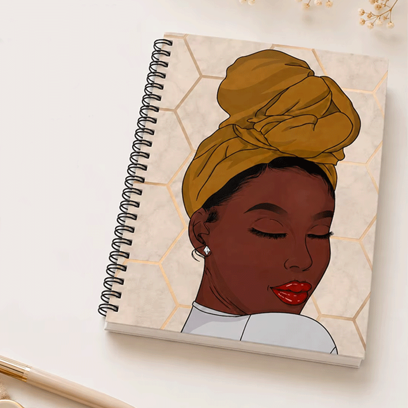 Retrato de portada negra de cuaderno en espiral